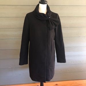 Ann Taylor Wool Coat Long day Jacket ruffle collar